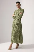 Coastal Illustrated Belted Shirt Maxi Dress