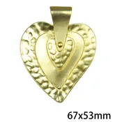 67x53mm Lead Free Pewter Matte Gold Heart Pendant (B52015)