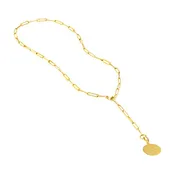14K Yellow Gold 3.95mm Paper Clip Split Chain Necklace with Pear Lock