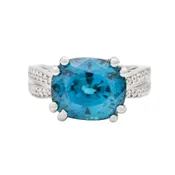 10.42 Carat Blue Zircon Diamond Ring Gold | Antique & Estate Jewelry | Designs in Gold