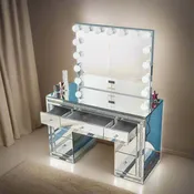 Camila Hollywood Makeup Vanity Station - Silver