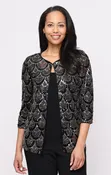 3/4 Sleeve Sequin Mock Twinset With Attached Jacket