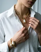 The Baroque Pearl Set — Chunky Chain Necklace & Open Cuff
