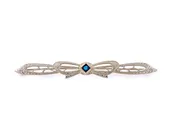 10K White Gold Blue Stone Bow Pin