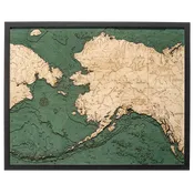 Alaska 3-D Nautical Wood Chart, Large, 24.5" x 31"