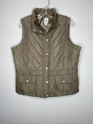 Izod Size L Dark Tan/Taupe Snap-Close Puffer Vest, EUC