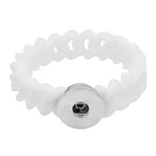 12MM Wide White Silica Gel Silicone Stretch Snap Jewelry Bracelet for Kids/Juniors fits 18/20MM Snap