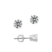 1/2ct. Twt. Diamond Stud Screwback 14k White Gold Earrings