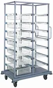 Double Bay Heavy Duty Surgical Storage Cart - Wire Baskets & Shelves