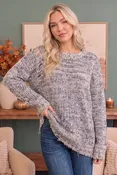 Cozy Days Distressed Marled Knit Sweater