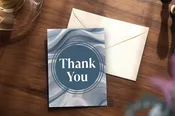 Abstract Blue Waves Thank You Card — M & M Digital Printing