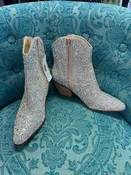 betsey johnson, silver, boot, 8