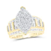 10kt Gold Diamond Marquise Bridal Ring 2 Cttw