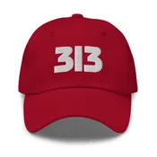 313 Detroit Embroidered Dad Hat - Red / White