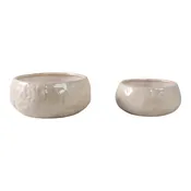 10" / 12" Iridescent Bowl Planters (Set of 2) - Beige