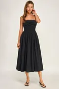 Black Stripe Strapless Dress