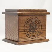 Deluxe Military Wood Urn –  Oak Dark Walnut Stain