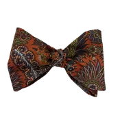 3 1/2" Printed Silk Bow Tie- Rust/Clay