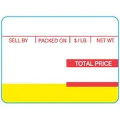 Ishida 1819 64 mm x 47 mm White Pre-Printed Equivalent Scale Label Roll - 12/Case