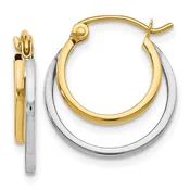 14K Two Tone Gold Double Hoops 52D