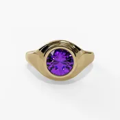 10K Gold Amethyst Bezel Ring