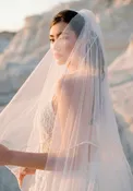 Beaded and Pearl Scallop Edged Veil
