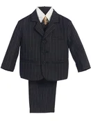 Boys’ Five-Piece Black &amp; Gold Pinstripe Suit