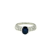 1.66 carat Oval Sapphire and Diamond Ring 18k White Gold