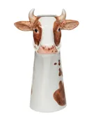 10.25" Hand-Painted Stoneware Cow Vase