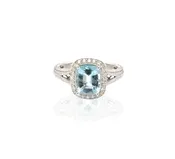 Blue Tourmaline Halo Ring