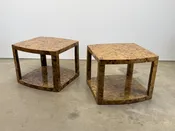 Pair of Large Tessellated Penshell Tables by Karl Springer — sputnik modern