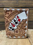 3D D250010648 Mens Hand Painted Ace Cards Trifold Wallet Natural