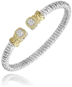14KY/SS DIAMOND OPEN BANGLE BRACELET