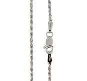 10K Solid White Gold 1.50mm Polished Diamond Cut Rope Bracelet Anklet Necklace Chain Lobster Clasp 7 8 9 16 18 20 22 24 30 Inches