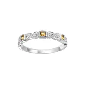10K WG 1/10 ct. tw. Diamond &amp;amp; 1/7 ct. tw. Citrine Alternating Stackable Ring