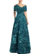 Alexander by Daymor Off The Shoulder Brocade Gown With Knot Bow