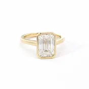 4 Carat Emerald Cut Lab Grown Bezel Set Diamond Ring