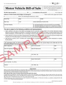 1021 Motor Vehicle Bill of Sale