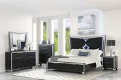 5-Piece LED Bedroom Set, Bed, Dresser, Mirror, Chest, Nightstand