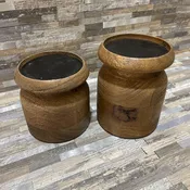 2pc Set Allium Round Candle Holder Weathered ACCESSORIES 5Wx6H tallest