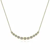 Bar Necklace with Diamond Squares in 14k Yellow Gold