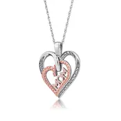 .08 ct. tw. Diamond Heart "Mom" Pendant with Rose Plated Accent in Sterling Silver - FN30862DIA-RP