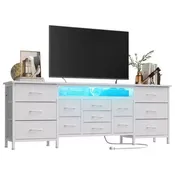 70 Inch Long Dresser TV Stand for 65, 75, 80 Inch TV, Wide 13 Chest of Fabric Drawers Dresser, Large Entertainment Center for Bedroom