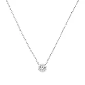 0.07ct Bezel Round Diamonds in 14K Gold Solitaire Pendant Necklace 18"
