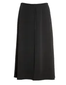 27" Lined Elastic Waist Crepe Skirt with Exposed Center Seam Black