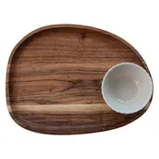 Acacia Wood Tray w/Fluted Bowl