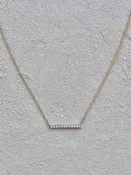14K Yellow Gold 20mm Bar Necklace with Diamonds