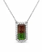 Bi-color Tourmaline and Diamond Pendant with Cable Link Chain in white gold (230-01007)