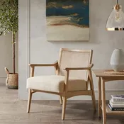 Akzentstuhl im Mid-Century-Stil mit Wiener Geflecht und gepolstertem Sitz