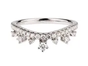 Contoured Round White Gold Diamond Wedding Band